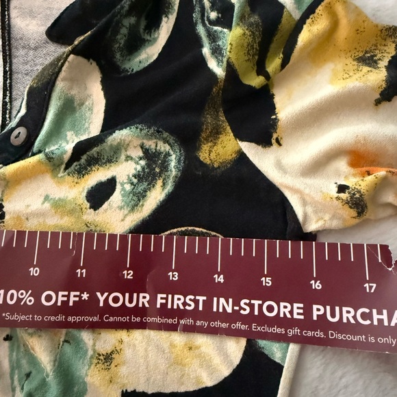 Free People button up dress floral print black yellow long sleeve size large - Picture 7 of 8